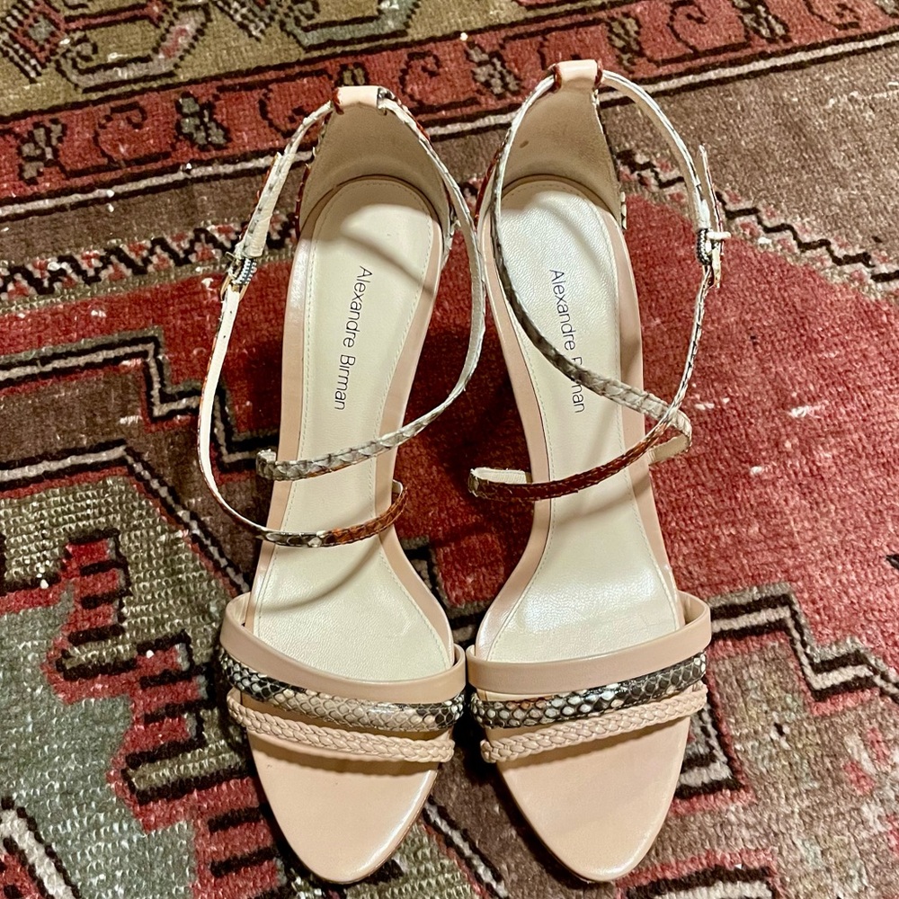 Alexandre Birman Nude Python & Leather Heels Size… - image 2